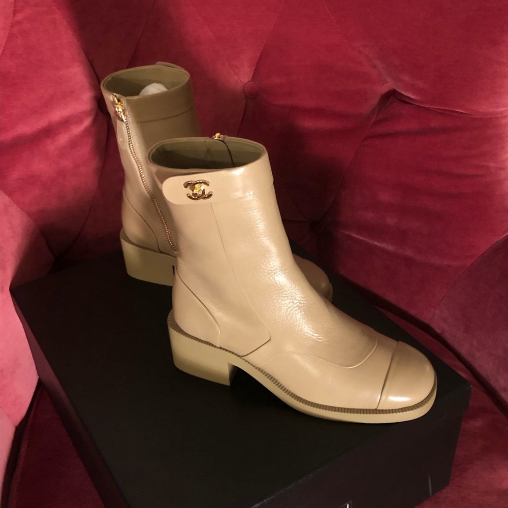Chanel Size 35  Short Bootie Beige gently used